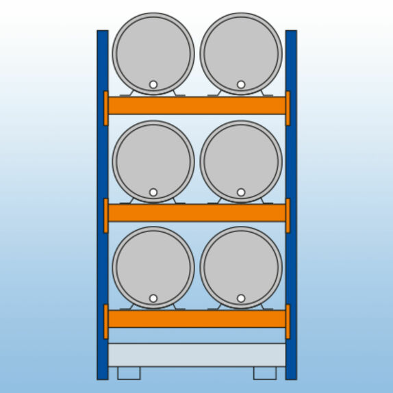 6x 200 l liegend, 3 Reihen