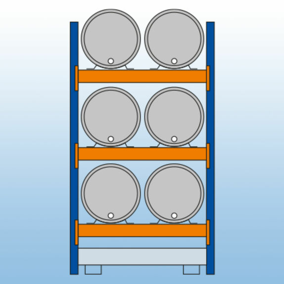 6x 200 l liegend, 3 Reihen